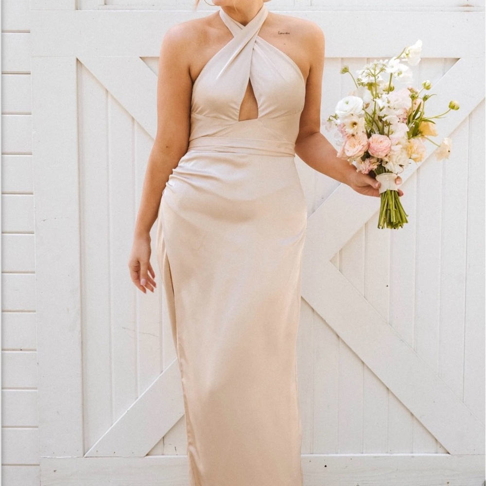 Show Me Your MuMu Pink Halter Gown Sleeveless